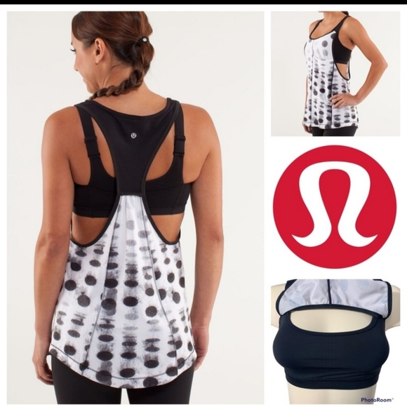 lululemon athletica Tops - Lululemon run for your money tank in Seaside Dot White / Black size 4